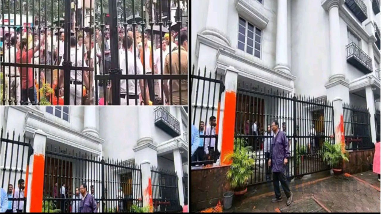 Protesters Saffronise Anandabazar Office Over ‘Saffron Hooliganism’ Headline